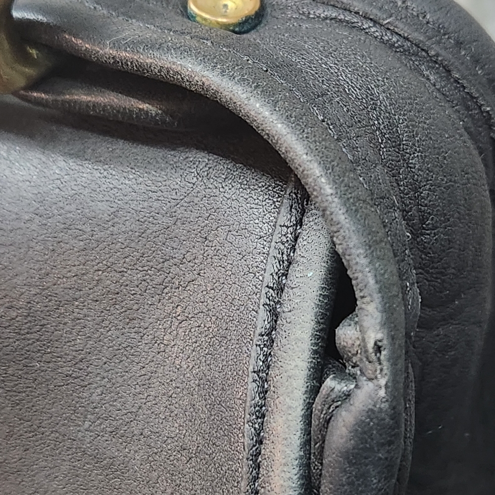 Vintage COACH Stewardess 9525 Brass Black Leather Crossbody Bag Costa Rica - Picture 9 of 16